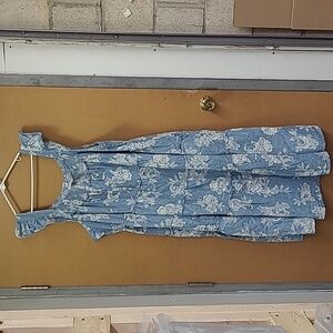 Blue Floral Sleeveless Dress